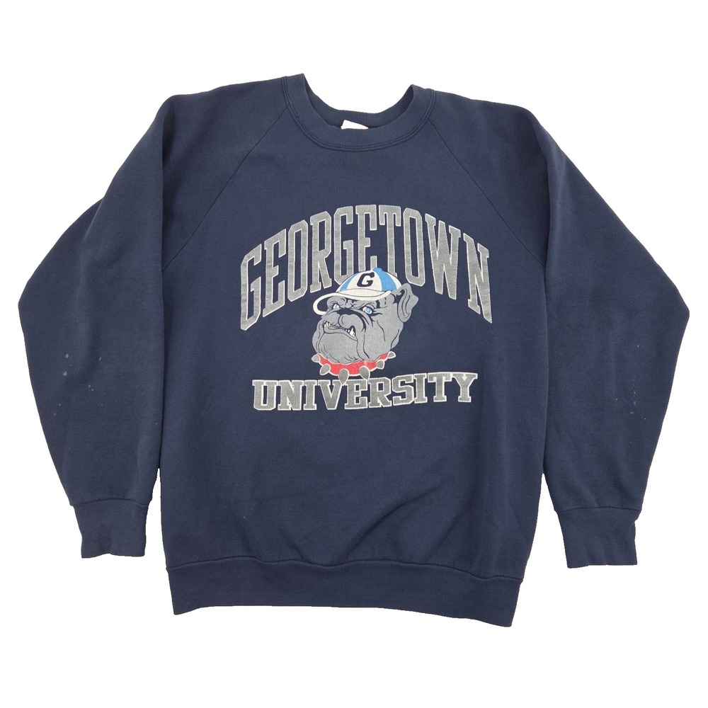 VTG 80s Georgetown University Hoyas Blue Crewneck Sweatshirt Large Fruit Loom